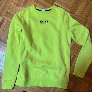 Hugo Boss Neon Green Logo Crewneck Sweatshirt - Men's